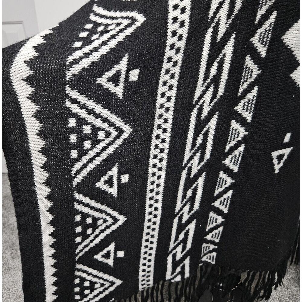 Pina Rossi Womens Small Flowy Open Front Vest Cardigan Western Fringe Boho Aztec - Picture 6 of 11